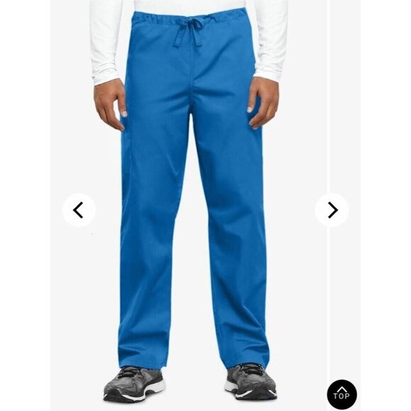 Cherokee Workwear Unisex Drawstring Scrub Pants Large Short 4100 Ciew Blue New - Picture 8 of 9